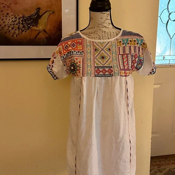 Johnny Was Arwen White Linen Boho Dress or Tunic - Picture 1 of 6